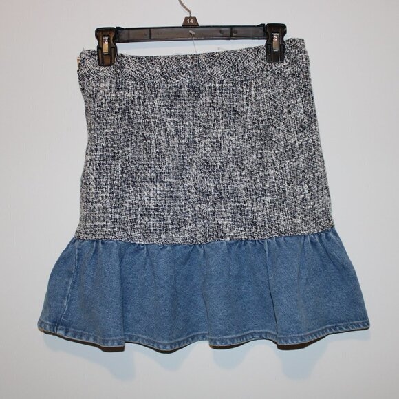 Zara Tweed and Denim Combination Mini Skirt - Picture 5 of 8